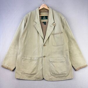 VTG 80s Orvis Field Jacket Mens L Tan Outdoor Canvas Elbow Patch Safari Fishing